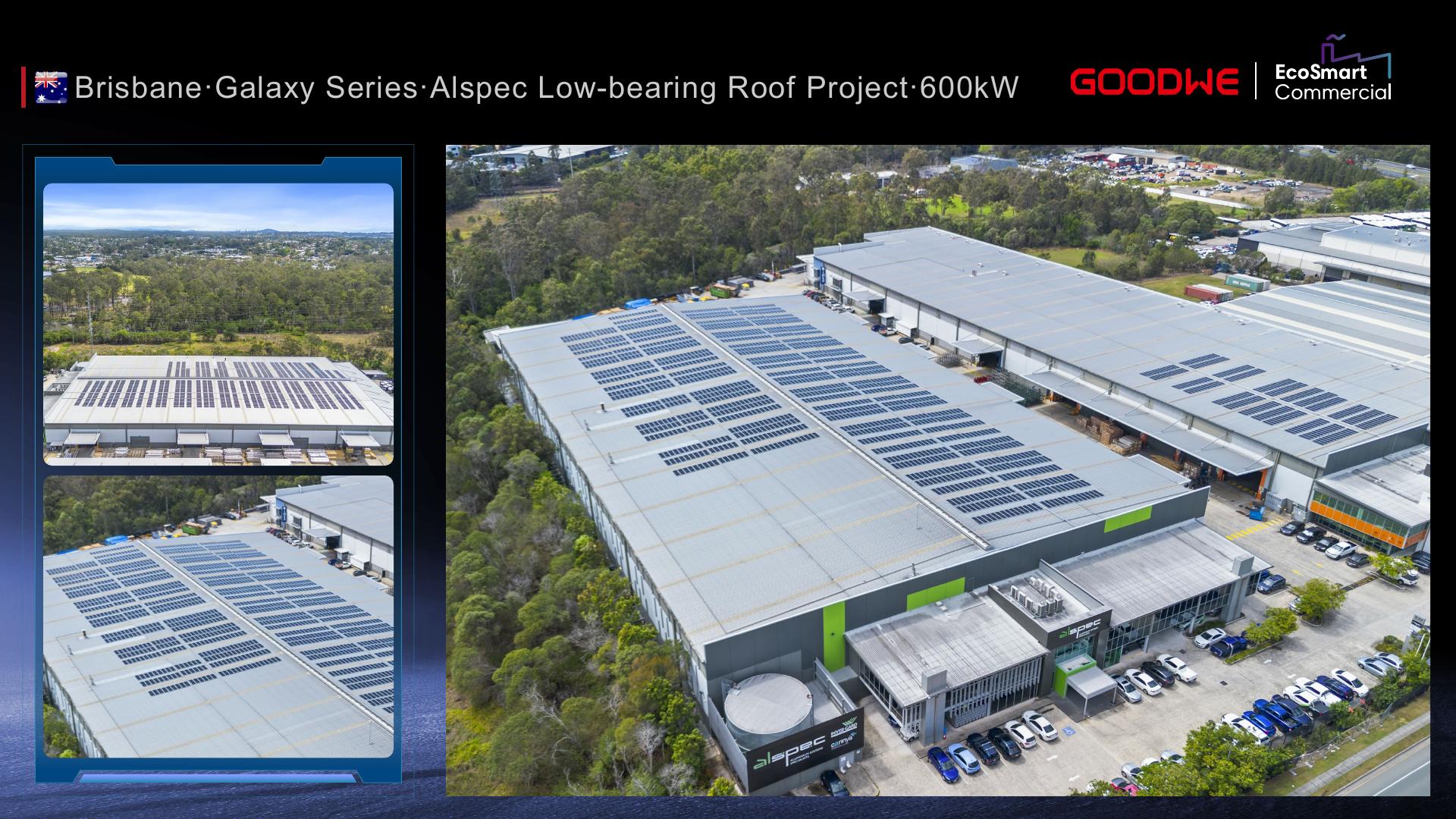 GoodWe 600 kW Galaxy low-bearing roof project in Brisbane